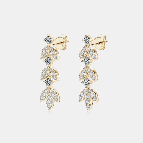 925 Sterling Silver Moissanite Leaf Earrings