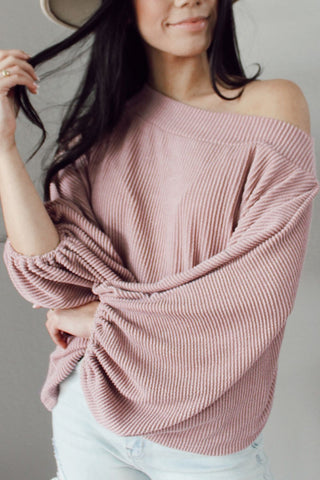 Ribbed Long Sleeve Knit Top