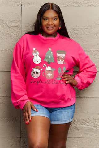 Simply Love Full Size JINGLE ALL THE WAY Long Sleeve Sweatshirt